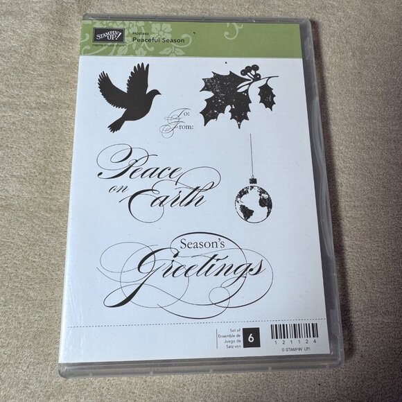 Stampin Up Peaceful Season Christmas Stamp Set Seasons Greetings Sayings - Picture 1 of 4
